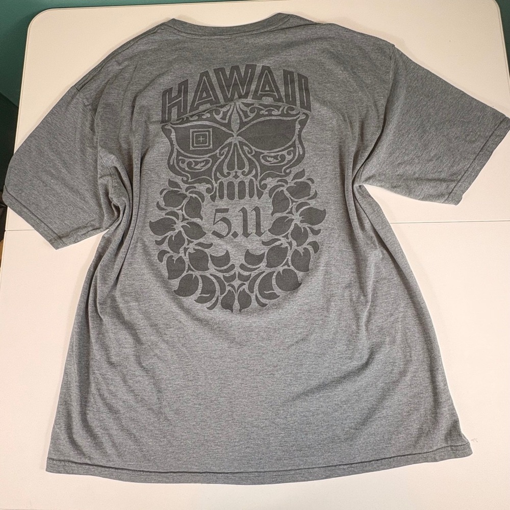 5.11 Tactical‎ Hawaii Skull Graphic T Shirt Gray Mens 2XL Military Tee